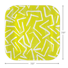 Zig-Zag Stripe on Yellow Dessert Plates, Pack of 8