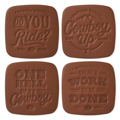 Yellowstone Dutton Ranch Bonded Leather Coasters, Set of 4