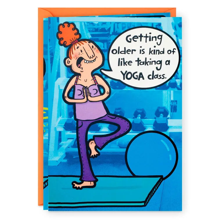 Farting in Yoga Class Funny Pop-Up Birthday Card for Her